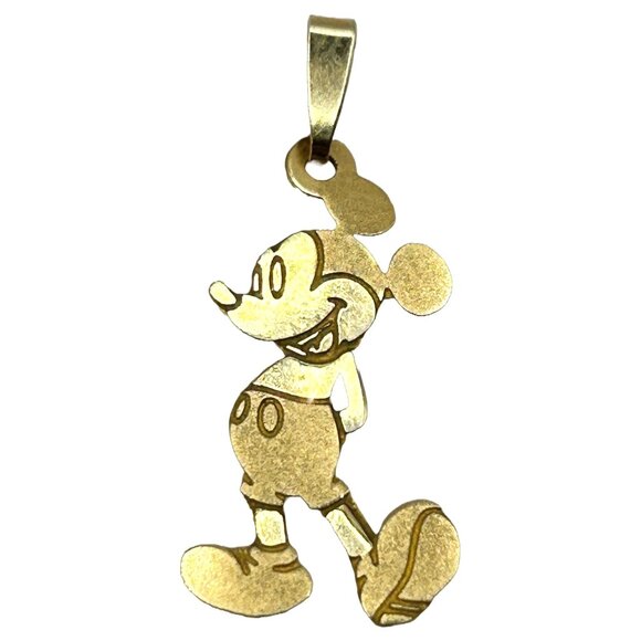Disney 14k Yellow Gold Mickey Mouse Necklace Pendant Charm - Picture 1 of 5